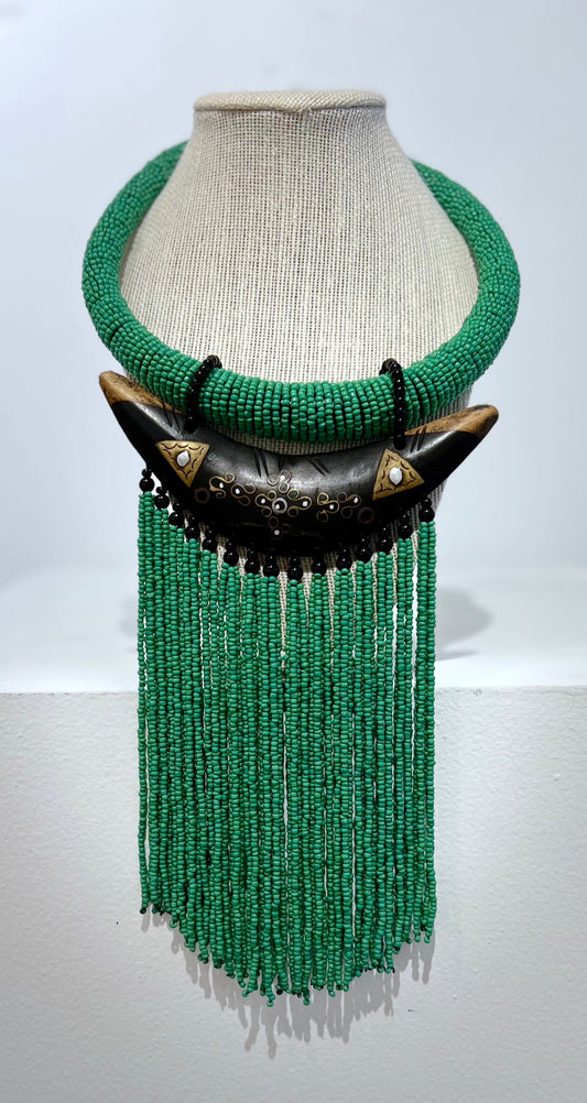 Princess Warrior Bone Necklace, Green