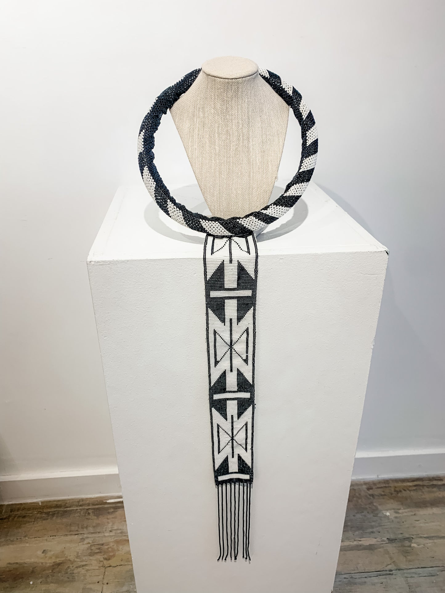 Maasai Warrior Necklace, Black & White