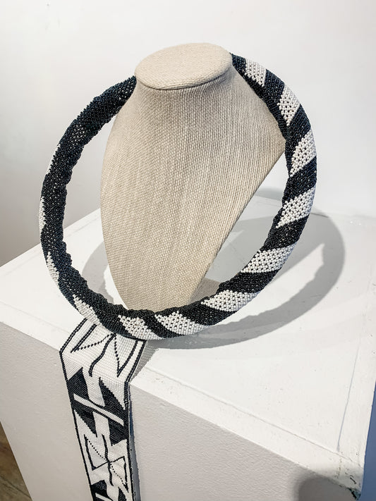 Maasai Warrior Necklace, Black & White